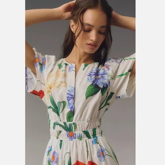 Anthropologie Somerset Tiered Maxi Dress, White Floral, Size Small - Picture 3 of 3